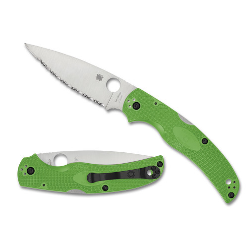 Spyderco Native Chief Lightweight Salt Pocket Knife 4.02" PlainEdge/SpyderEdge LC200N Steel Blade FRN Handle Green