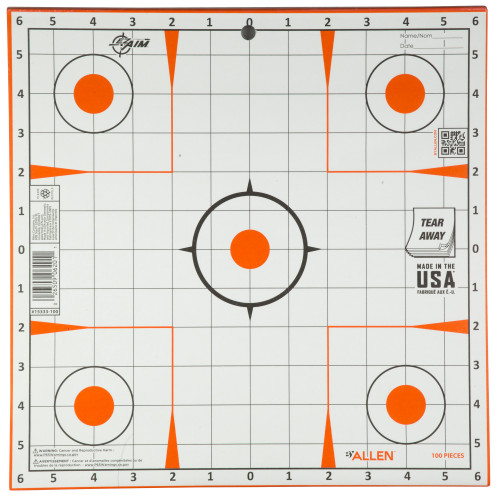 Allen EZ Aim Paper Targets 12x12" Grid Orange and White 100 Pack