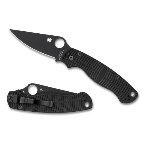 Spyderco Para Military 2 Salt Pocket Knife 3.45" PlainEdge CPM MagnaCut Black Blade G-10 Handle Black