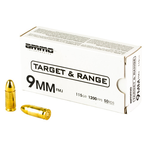 Ammo Inc T&R 9mm Ammo 115 Grain FMJ Box of 50