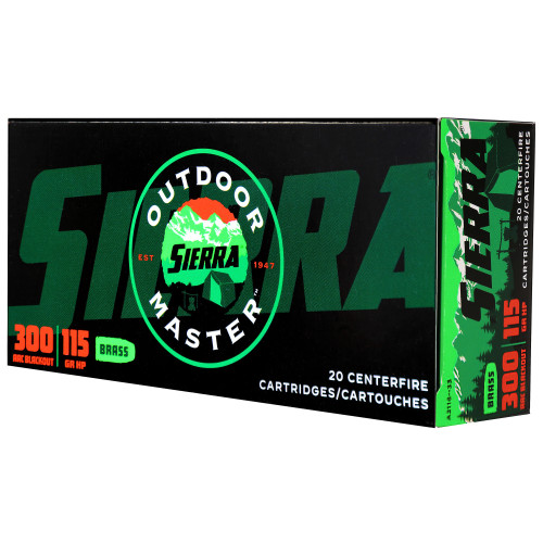 Sierra Outdoor Master 300 Blackout Ammo 115 Grain Hollow Point Box of 20