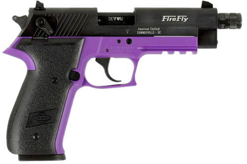 GSG GERG2213TFFLA FireFly  22 LR 13+1 4.90" Black Threaded Barrel, Aluminum Serrated Slide, Purple Aluminum Frame w/Picatinny Rail, Textured Grip