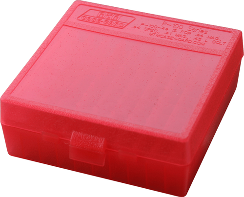 MTM Case-Gard P-100 100-Round Ammo Box Multi-Caliber Clear Red