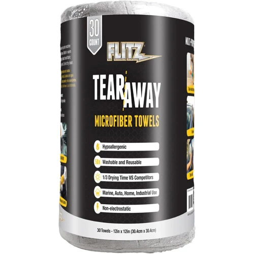 Flitz Tear-Away Microfiber Cloth Rolls 12"x12" 30-Count
