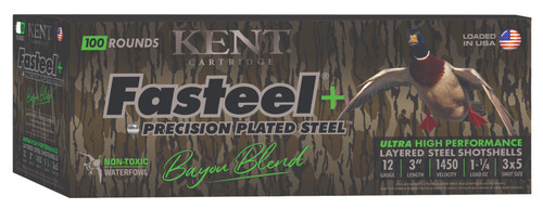 Kent Cartridge Fasteel+ Bayou 12 Gauge Ammo 1 1/4 oz Steel Shot #3x5 Box of 25