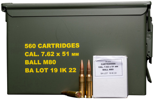 Global Ordnance Igman 7.62x51mm NATO Ammo 147 Grain Full Metal Jacket Box of 1120 Bulk