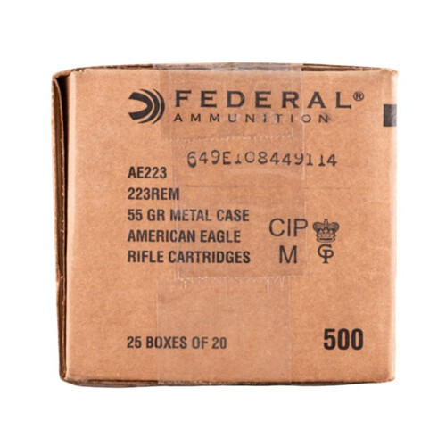 Federal American Eagle 223 Remington Ammo 55 Grain Full Metal Jacket Boat Tail Case of 500