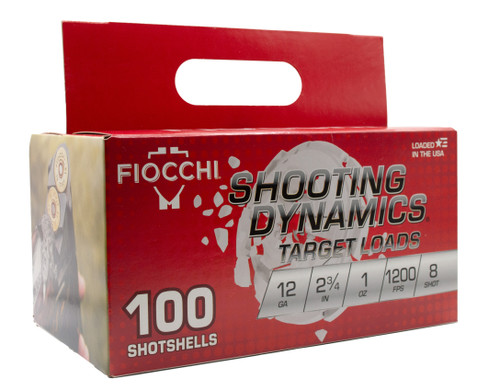 Fiocchi Shooting Dynamics 12 Gauge Ammo 1 oz #8 Shot Box of 100