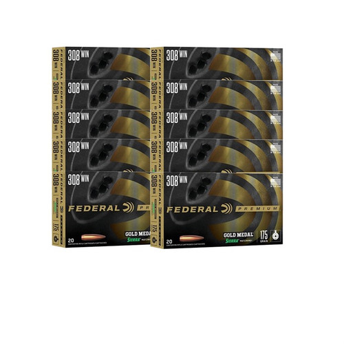 Federal Gold Medal 308 Winchester Ammo 175 Grain Hollow Point Boat Tail Box of 200