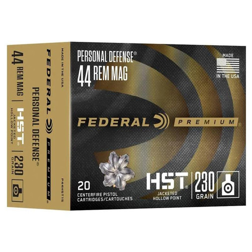 Federal Personal Defense HST 44 Rem Mag Ammo 230 Grain Jacketed Hollow Point Box of 20