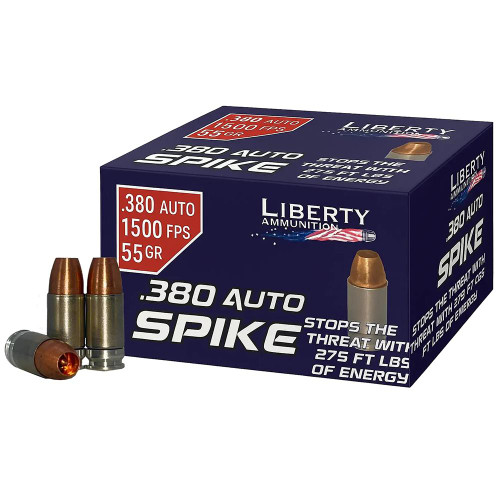Liberty Ammunition Spike 380 Auto Ammo 55 Grain Hollow Point Box of 20