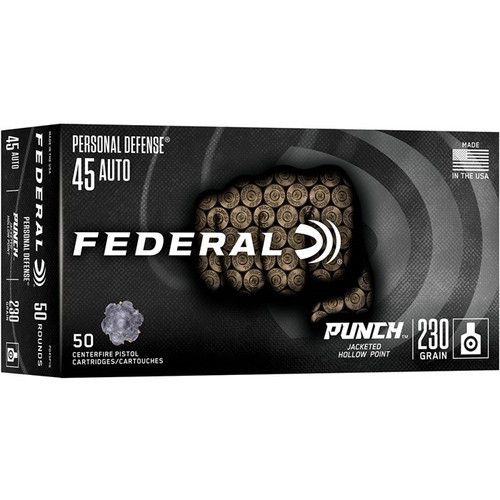 Federal Personal Defense Punch 45 ACP Ammo 230 Grain Jacketed Hollow Point Box of 50