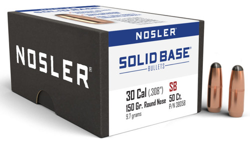 Nosler 30 Caliber 150 Grain Solid Base Round Nose Box of 50