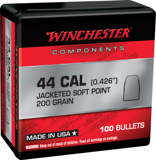 Winchester 44 Remington Magnum 200gr Soft Point Bullets - Box of 100