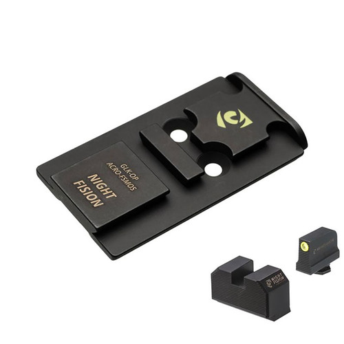Night Fision Optic Plate with Tritium Front Sight for Glock MOS - Aimpoint ACRO Compatible