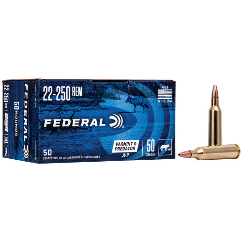 Federal American Eagle 22-250 Remington Ammo 50 Grain JHP Box of 50