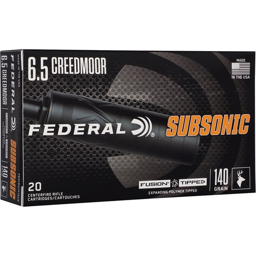 Federal Subsonic 6.5 Creedmoor Ammo 140 Grain Fusion Tip Polymer Tip Box of 20
