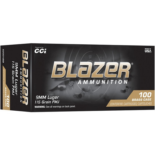 CCI Blazer Brass 9mm Luger Ammo 115 Grain Full Metal Jacket Box of 100
