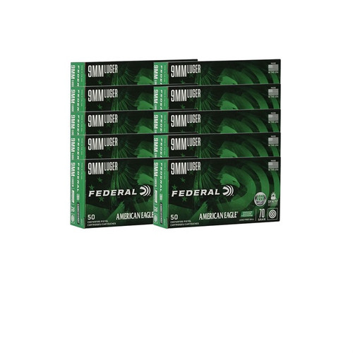 Federal Lead Free Range 9mm Luger Ammo 70 Grain Full Metal Jacket Box of 500 Bulk
