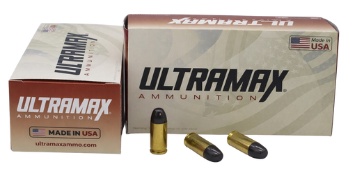 Ultramax 40 S&W Ammo 180 Grain Plated Flat Point Box of 50