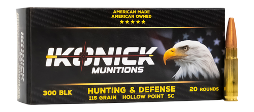 IKONICK USA 300 AAC Blackout Ammo 115 Grain Hollow Point Box of 20