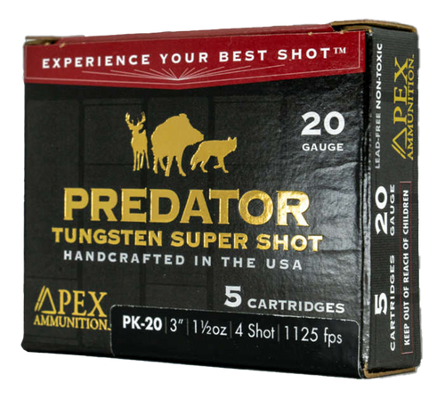 Apex Ammunition 20 Gauge 3" #4 Shot Steel Load Box of 5
