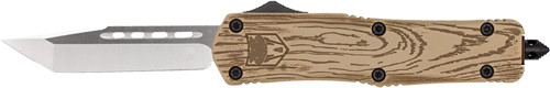 Cobratec Knives Medium FS3 OTF Knife 3" D2 Tanto Blade Wood Grain Cerakote