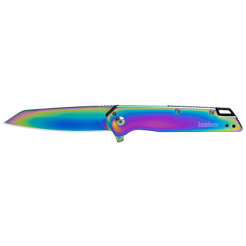 Kershaw Misdirect Assisted Opening Pocket Knife 3" Reverse Tanto 4Cr14MoV Rainbow Blade Stainless Steel Handle Rainbow - Image 1