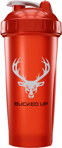 Bucked Up BPA Free Protein Shaker Bottle 28oz Red & White
