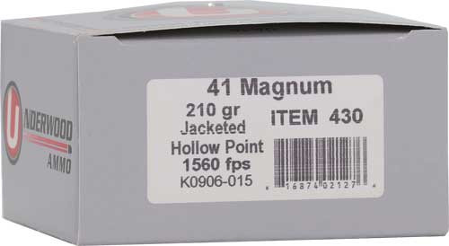 Underwood 41 Rem Mag Ammo 210 Grain JHP Box of 20