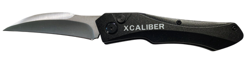 Xcaliber Knife Company Switch Blade 3.25" Folding Sheepsfoot Plain D2 Steel Blade Black Aluminum Handle