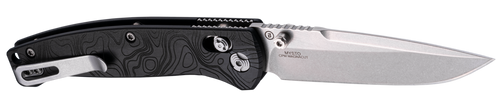 Hogue 24457 Mysto 3.40" Folding Clip Point Plain Black Stonewashed CPM MagnaCut Steel Blade, Maple Valley Richlite Black Handle