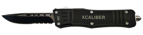 Xcaliber Knife Company 380 ACP Large OTF Knife 3.80" Part Serrated 440C Stainless Steel Blade