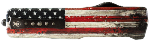 Templar Knife MZWUS121 Premium Weighted 3" OTF Dagger D2 Steel Blade Wood Grain US Flag Handle