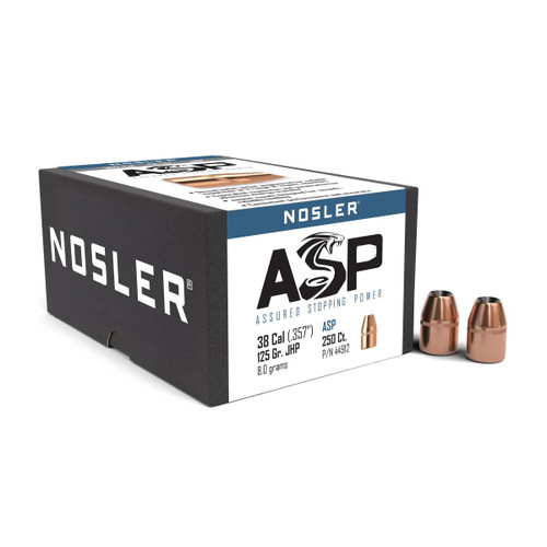 Nosler 38 Caliber 125 Grain ASP Jacketed Hollow Point Box of 250