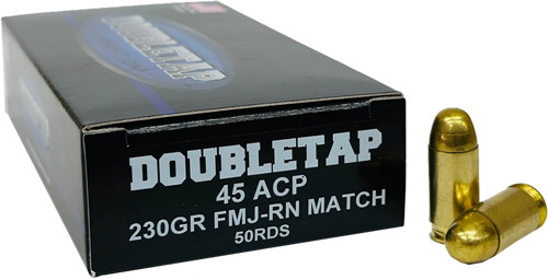 DoubleTap 45 ACP Ammo 230 Grain Full Metal Jacket Round Nose Box of 50