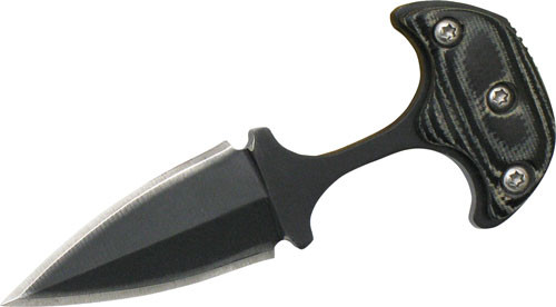 American Buffalo Knife & Tool Neck Fixed Blade Knife 1.25" Dagger 8Cr13MoV Black Oxide Blade Micarta Handle Black - Image 1