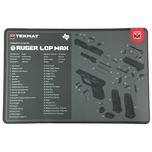 TekMat Ruger LCP Max Printed Cleaning & Maintenance Mat 17x11 Inch