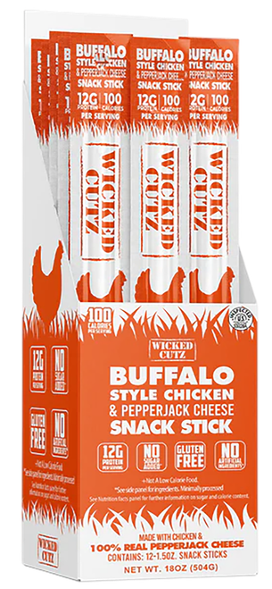 Wicked Cutz Buffalo Style Chicken & Pepper Jack Cheese Sticks 12-Pack