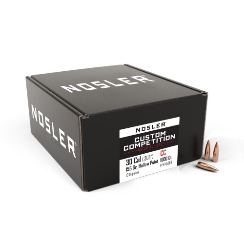 Nosler 30 Caliber .308" 155 Grain Custom Competition Hollow Point Boat Tail Box of 1000