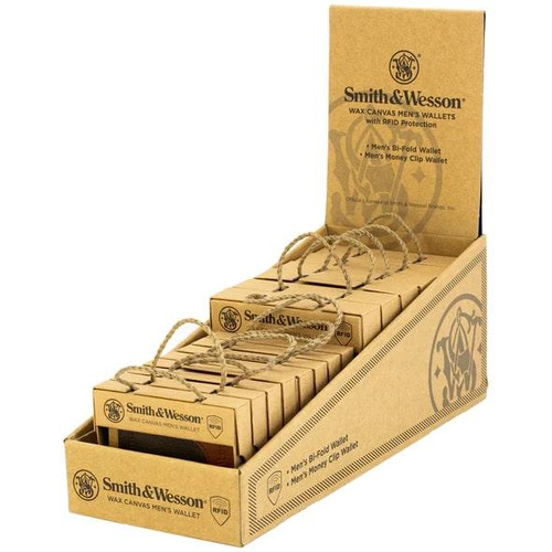 Smith & Wesson Wax Canvas & Leather Wallet POP Display (14-Piece)