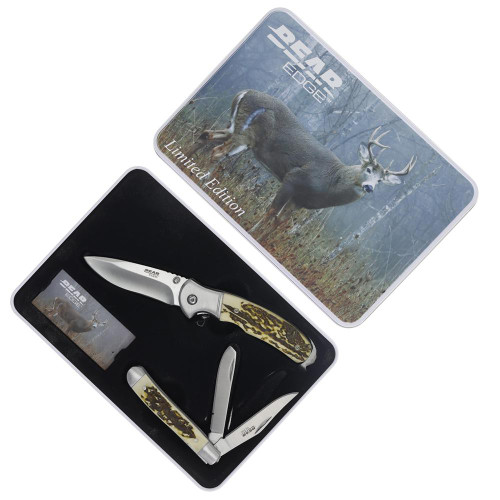 Bear & Son Cutlery Edge Folding Knife Set with Stag Handle