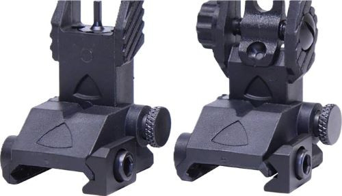 Guntec USA AR-15 EZ Back Up Thin Iron Sight Set Folding Black
