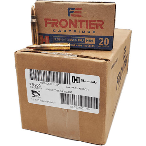 Frontier Cartridge 5.56x45mm NATO Ammo 55 Grain Full Metal Jacket Box of 500 Case