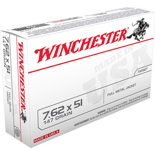 Winchester USA 7.62x51mm NATO Ammo 147 Grain Full Metal Jacket Box of 200