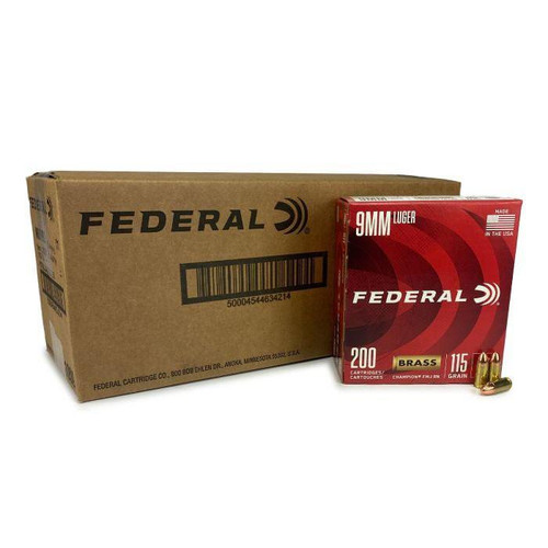 Federal Champion 9mm Luger Ammo 115 Grain Full Metal Jacket Case of 1000