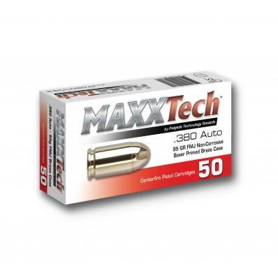 Maxxtech Brass Case 380 ACP Ammo 95 Grain Full Metal Jacket Box of 1000