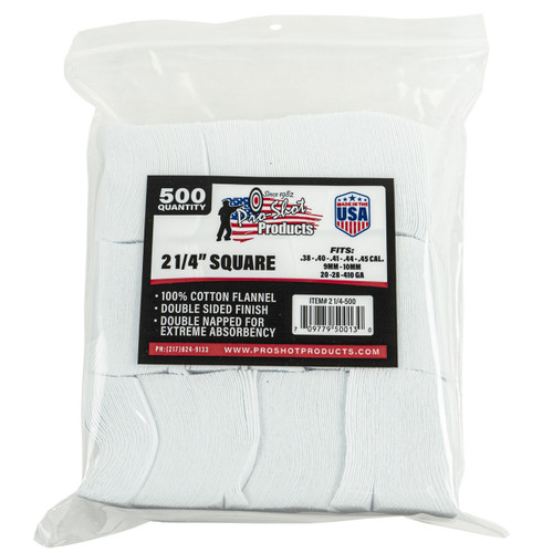 Pro-Shot Gun Cleaning Patches .38-.45 Caliber 2 1/4" 500PK