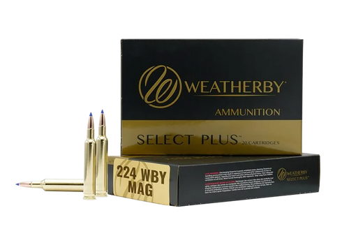 Weatherby Select Plus 224 Weatherby Magnum Ammo 50 Grain Hornady V-Max Polymer Tip Box of 20
