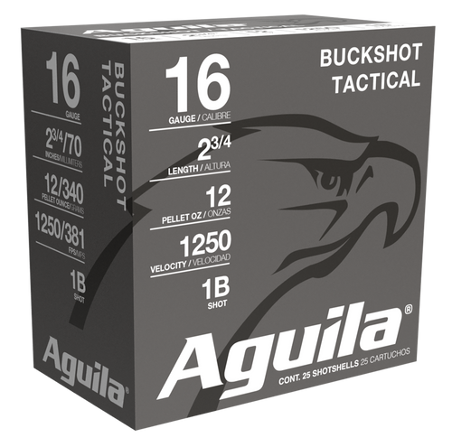 Aguila High Velocity Shotshells 16 Gauge 2-3/4" 1-1/8 oz 1250 fps #1 Buck 25/ct
